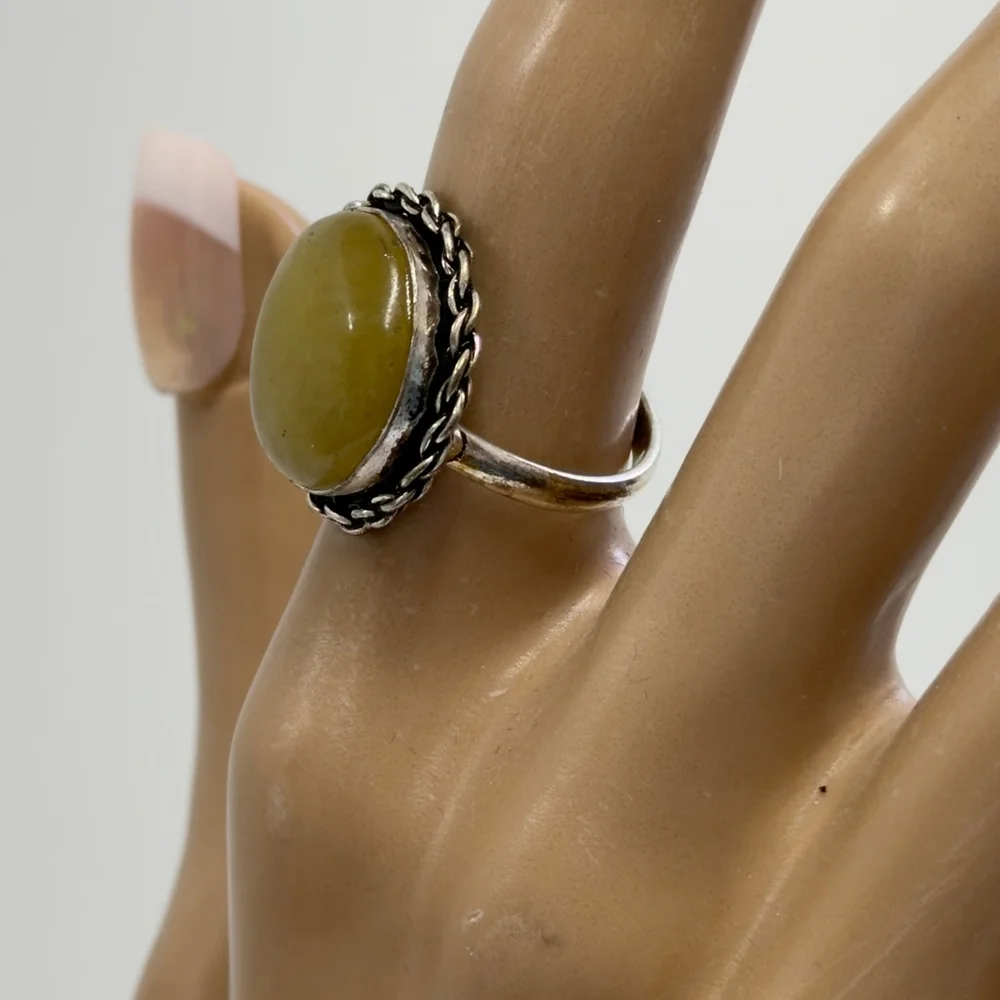 Hand crafted aventuraventuri Gemstone Round Ring Silver Plated 925 Size 7.75 New - Picture 4 of 8